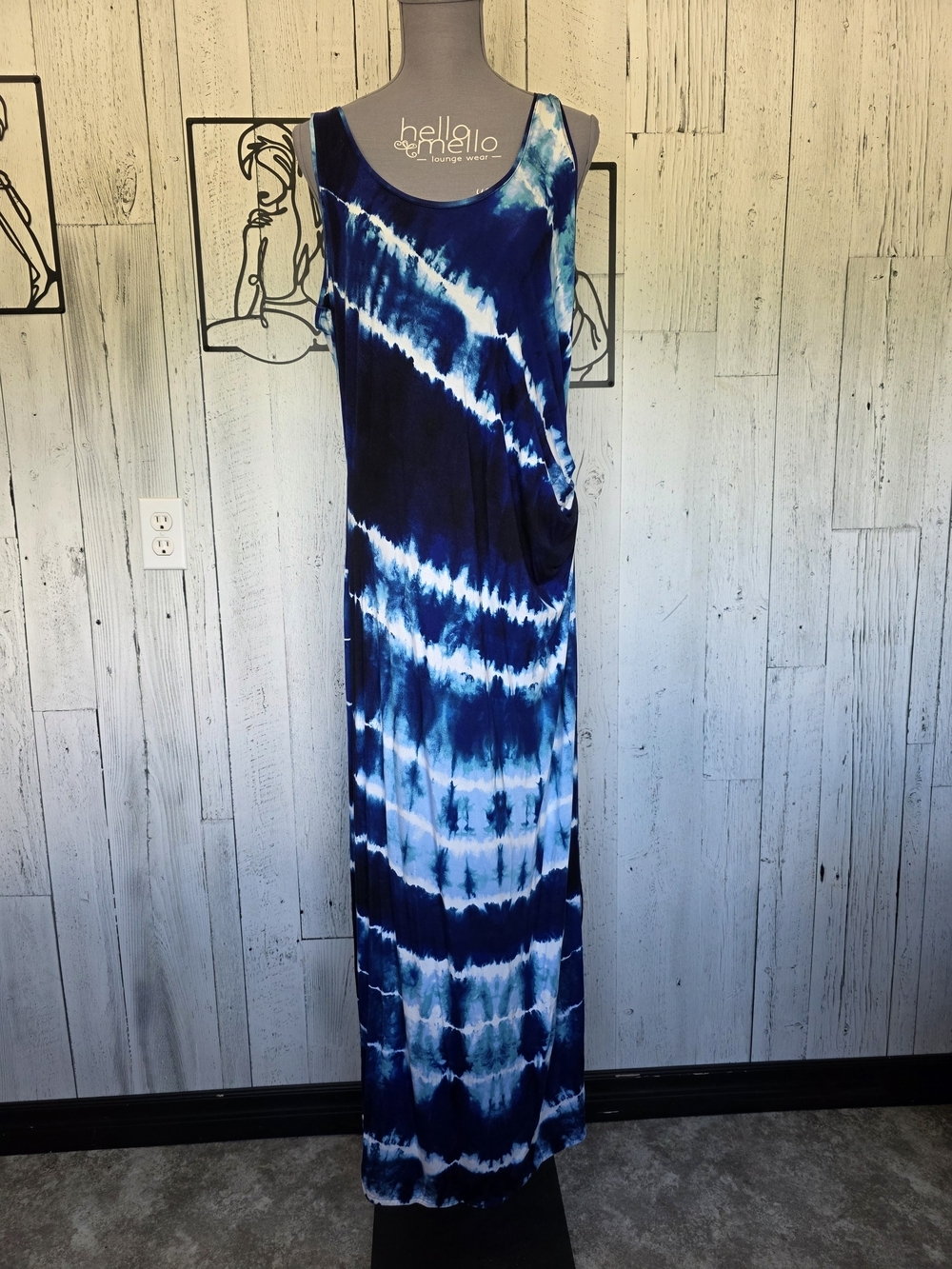 Lord + Taylor Blue Tie-Dye Maxi Dress Size XL